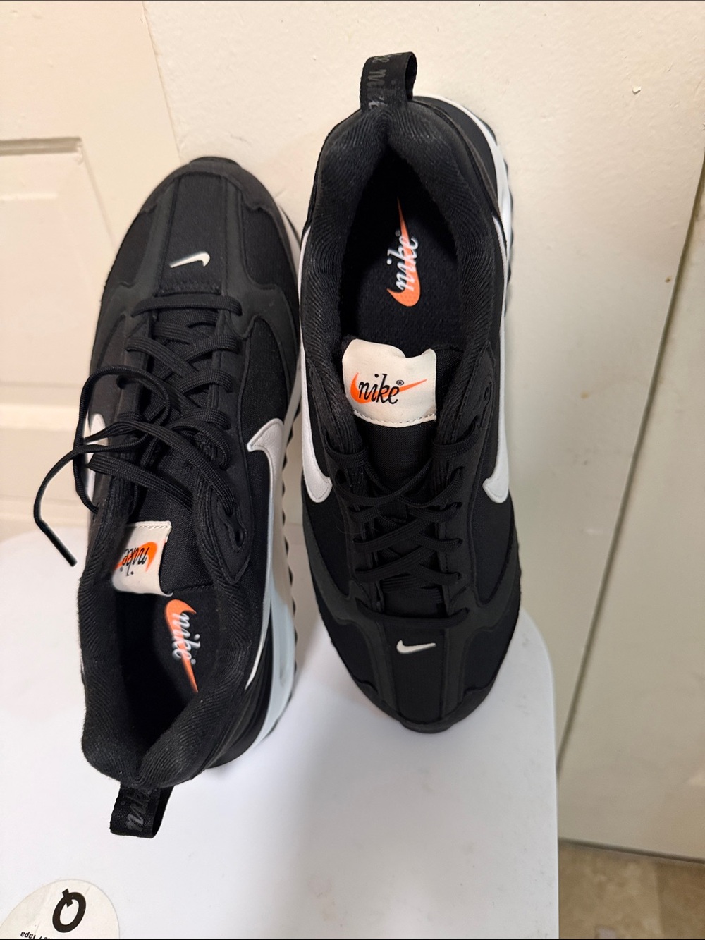 Nike Black and White Men's Low-Top Sneakers with Orange Accents